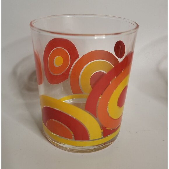 3 Vtg 1970s Drinking Glasses Mod Colorful Circles - Picture 2 of 3